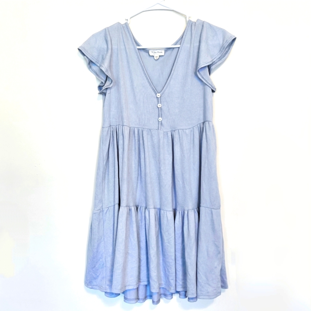 See You Monday Knit Tiered V-Neck Dress